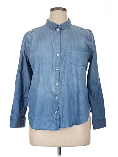 Pre-owned Caslon Long Sleeve Button Down Shirt In Blue