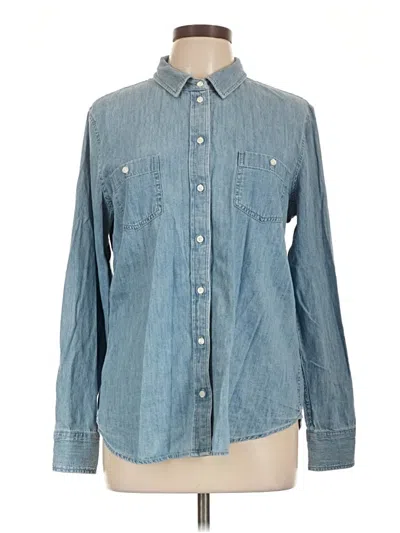 Pre-owned Caslon Long Sleeve Button Down Shirt In Blue