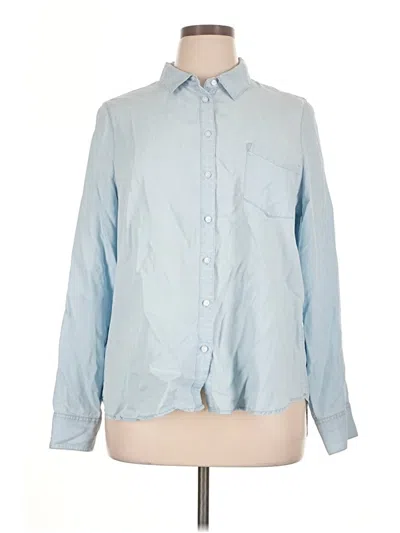 Pre-owned Caslon Long Sleeve Button Down Shirt In Blue