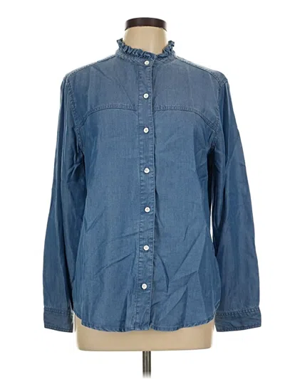 Pre-owned Caslon Long Sleeve Button Down Shirt In Blue