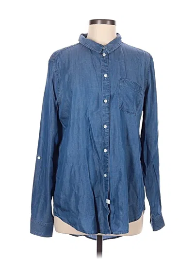 Pre-owned Caslon Long Sleeve Button Down Shirt In Blue