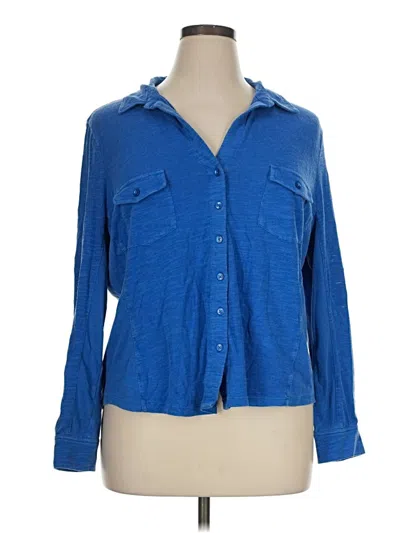 Pre-owned Caslon Long Sleeve Button Down Shirt In Blue