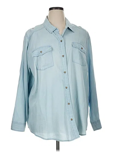 Pre-owned Caslon Long Sleeve Button Down Shirt In Blue