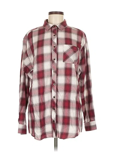 Pre-owned Caslon Long Sleeve Button Down Shirt In Burgundy