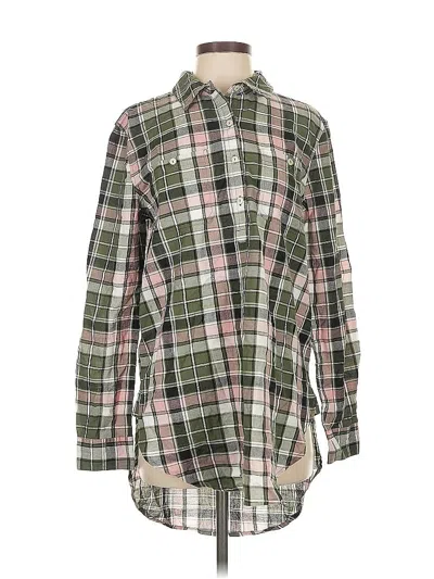 Pre-owned Caslon Long Sleeve Button Down Shirt In Green