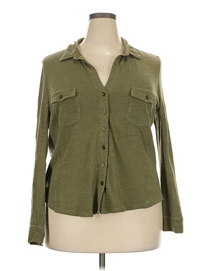 Pre-owned Caslon Long Sleeve Button Down Shirt In Green