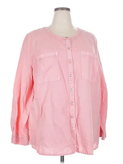 Pre-owned Caslon Long Sleeve Button Down Shirt In Pink