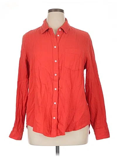 Pre-owned Caslon Long Sleeve Button Down Shirt In Red