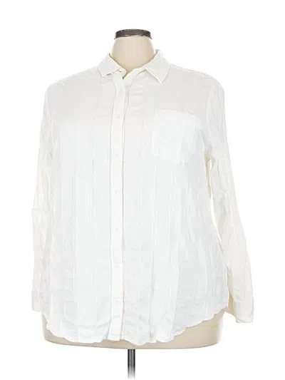 Pre-owned Caslon Long Sleeve Button Down Shirt In White