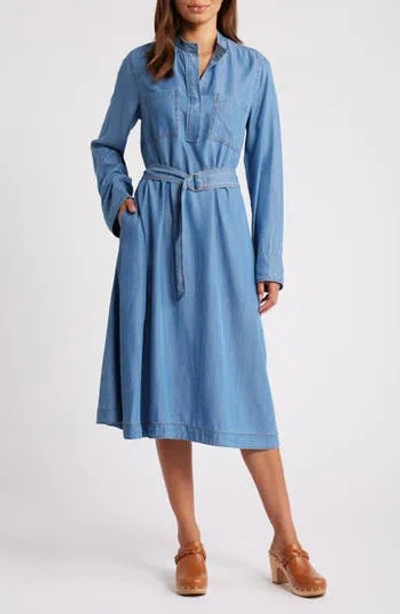 Caslon ® Long Sleeve Chambray Dress In Medium Wash