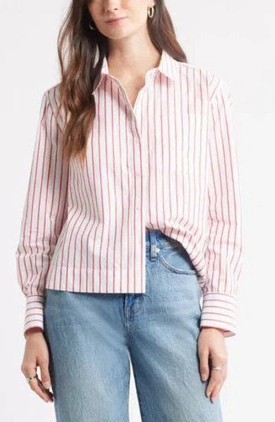 Caslon ® Long Sleeve Drop Hem Button-up Shirt In Multi