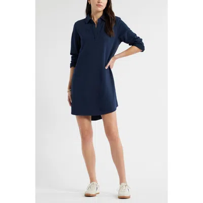 Caslon ® Long Sleeve French Terry Polo Dress In Blue