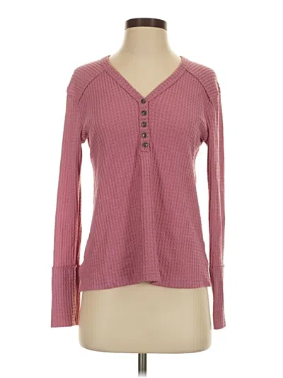 Pre-owned Caslon Long Sleeve Henley Shirt In Pink