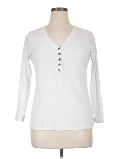 Pre-owned Caslon Long Sleeve Henley Shirt In White