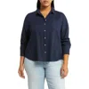 Caslon Long Sleeve Linen Blend Button-up Shirt In Navy Blazer