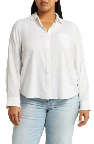 Caslon Long Sleeve Linen Blend Button-up Shirt In White