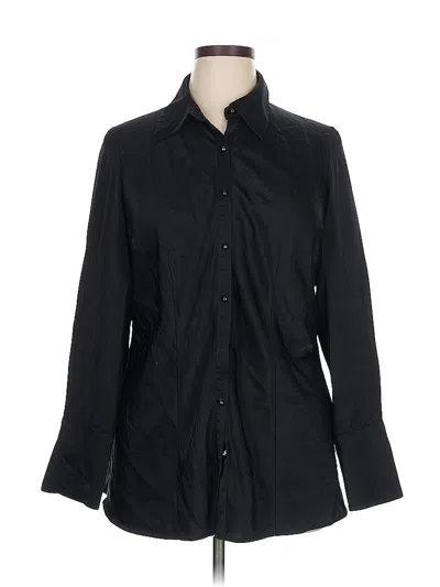 Pre-owned Caslon Long Sleeve Polo Shirt In Black