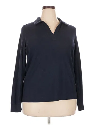 Pre-owned Caslon Long Sleeve Polo Shirt In Blue