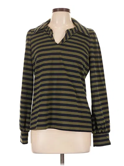 Pre-owned Caslon Long Sleeve Polo Shirt In Green