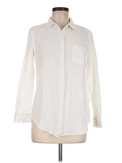 Pre-owned Caslon Long Sleeve Polo Shirt In Ivory