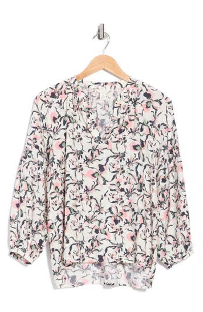 Caslon ® Long Sleeve Printed Popover Top In Pink