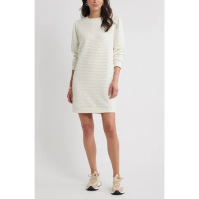 Caslon ® Long Sleeve Quilted Sweatshirt Minidress In White