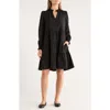 Caslon ® Long Sleeve Tiered Crepe Dress In Black