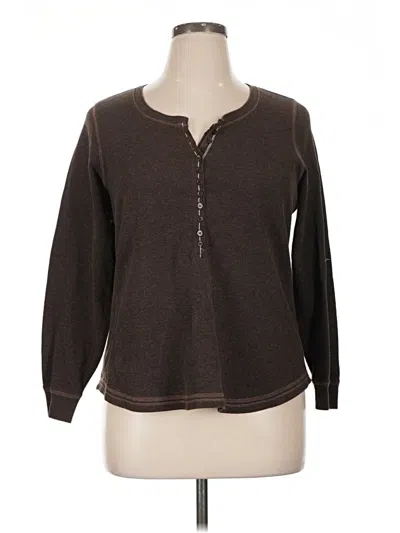 Pre-owned Caslon Long Sleeve Top Brown Crew Neck Tops