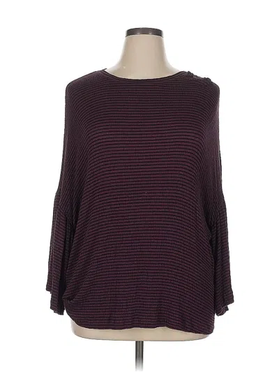 Pre-owned Caslon Long Sleeve Top Burgundy Boatneck Tops