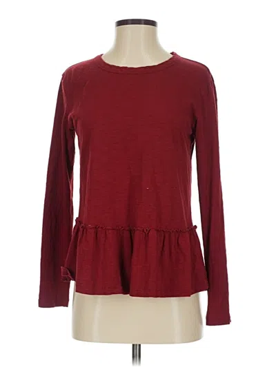 Pre-owned Caslon Long Sleeve Top Burgundy Crew Neck Tops