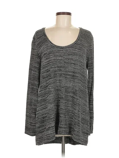 Pre-owned Caslon Long Sleeve Top Gray Scoop Neck Tops