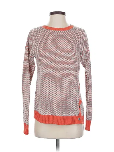 Pre-owned Caslon Long Sleeve Top Orange Crew Neck Tops