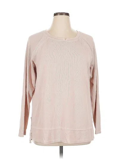 Pre-owned Caslon Long Sleeve Top Pink Crew Neck Tops