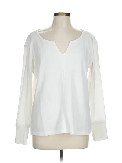 Pre-owned Caslon Long Sleeve Top White Plunge Neckline Tops
