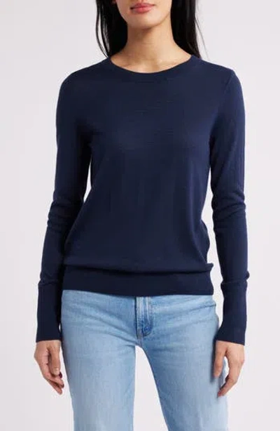 Caslon ® Merino Wool Blend Crewneck Sweater In Blue
