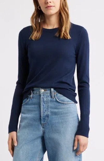 Caslon ® Merino Wool Blend Crewneck Sweater In Blue