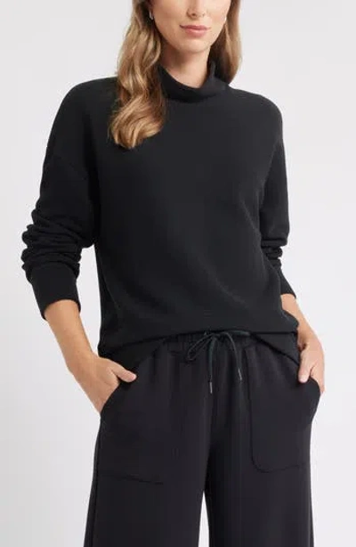 Caslon ® Mock Neck Ottoman Sweatshirt In Black
