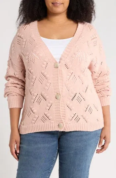 Caslon ® Open Bubble Stitch Cardigan In Pink
