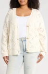 Caslon ® Open Bubble Stitch Cardigan In White