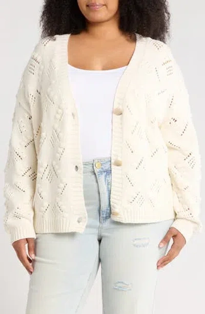 Caslon ® Open Bubble Stitch Cardigan In White