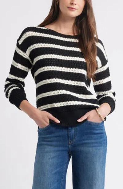 Caslon ® Open Stitch Cotton Blend Sweater In Multi