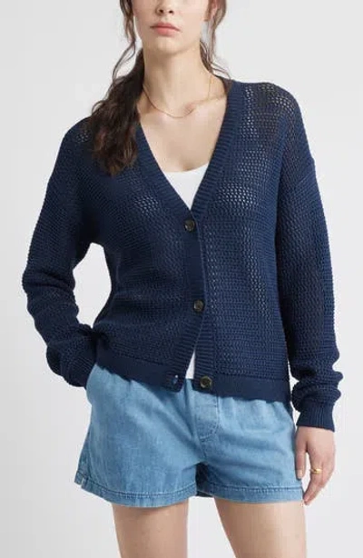Caslon ® Open Stitch Cotton Cardigan In Blue