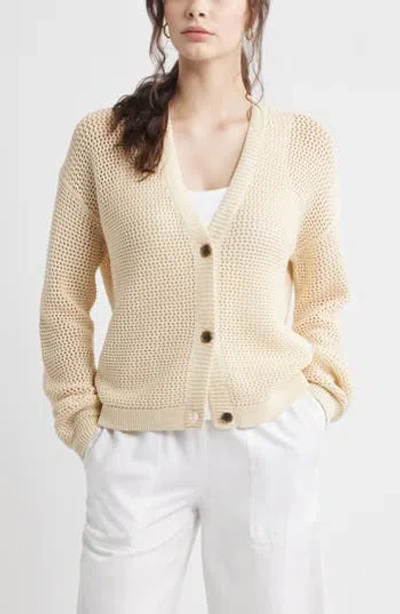 Caslon ® Open Stitch Cotton Cardigan In Brown