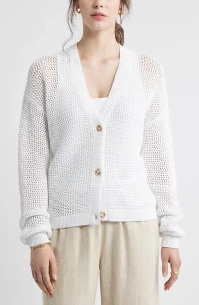 Caslon ® Open Stitch Cotton Cardigan In White