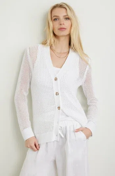 Caslon ® Open Stitch V-neck Cotton Cardigan In White