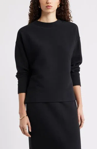 Caslon ® Ottoman Knit Mock Neck Sweatshirt In Black