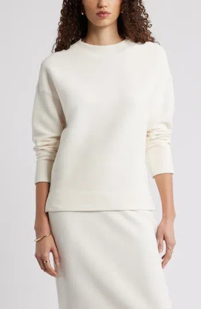Caslon ® Ottoman Knit Mock Neck Sweatshirt In White