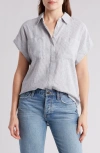 CASLON CASLON® OVERSIZE STRIPE SHORT SLEEVE BUTTON-UP SHIRT