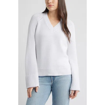 Caslon ® Oversize V-neck Cotton Sweater In White