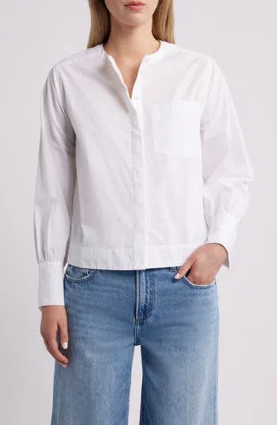 Caslon ® Paper Long Sleeve Cotton Poplin Button-up Shirt In White